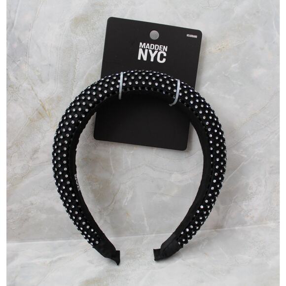 Madden NYC Womens Rhinestone Mesh Headband Black NWT - Picture 1 of 5